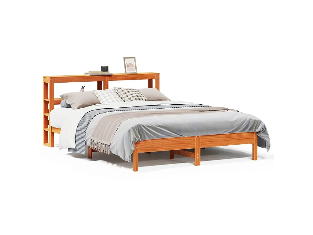 Bedframe zonder matras massief grenenhout wasbruin 135x190 cm