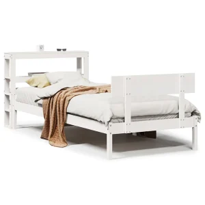 Bedframe zonder matras massief grenenhout wit 75×190 cm Bedframe zonder matras massief grenenhout wit 75×190 cm