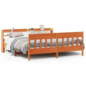 Bedframe zonder matras massief grenenhout wasbruin 180×200 cm