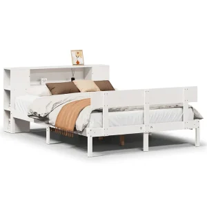 Bed met boekenkast zonder matras grenenhout wit 140×200 cm Bed met boekenkast zonder matras grenenhout wit 140×200 cm