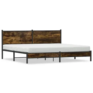 Bedframe zonder matras metaal gerookt eikenkleurig 200×200 cm Bedframe zonder matras metaal gerookt eikenkleurig 200×200 cm