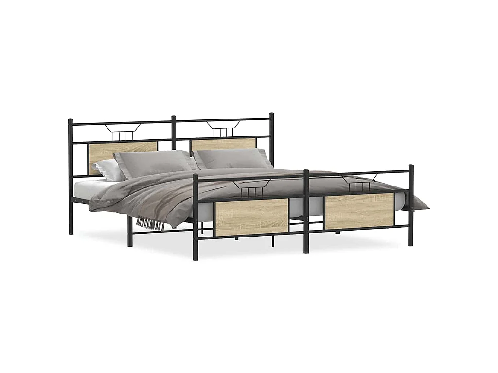 Bedframe zonder matras metaal sonoma eikenkleurig 160x200 cm