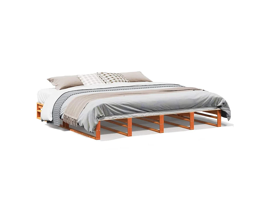 Bedframe zonder matras massief grenenhout wasbruin 180x200 cm