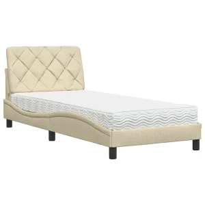 Bed met matras stof crèmekleurig 80×200 cm Bed met matras stof crèmekleurig 80×200 cm