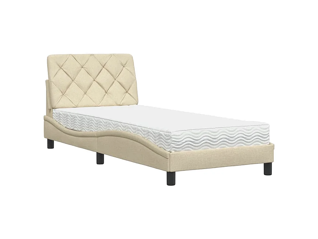 Bed met matras stof crèmekleurig 80x200 cm