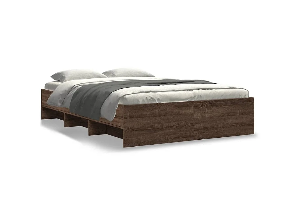 Bedframe bewerkt hout bruin eikenkleur 135x190 cm