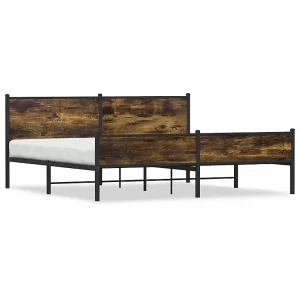Bedframe zonder matras metaal gerookt eikenkleurig 193×203 cm Bedframe zonder matras metaal gerookt eikenkleurig 193×203 cm