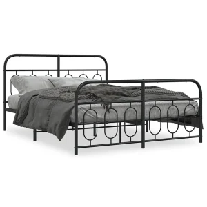 Bedframe met hoofd- en voeteneinde metaal zwart 140×190 cm