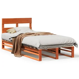Bedframe zonder matras massief grenenhout wasbruin 90×200 cm Bedframe zonder matras massief grenenhout wasbruin 90×200 cm