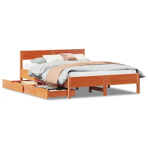 Bedframe zonder matras massief grenenhout wasbruin 120×200 cm Bedframe zonder matras massief grenenhout wasbruin 120×200 cm