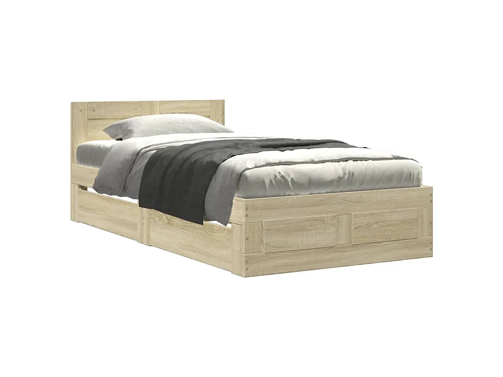 Bedframe met hoofdeinde bewerkt hout sonoma eiken 100x200 cm