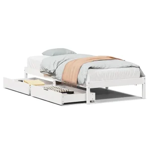 Bedframe zonder matras massief grenenhout wit 90×200 cm Bedframe zonder matras massief grenenhout wit 90×200 cm