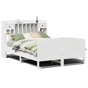 Bed met boekenkast zonder matras grenenhout wit 140×190 cm Bed met boekenkast zonder matras grenenhout wit 140×190 cm