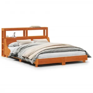 Bedframe zonder matras massief grenenhout wasbruin 120×190 cm Bedframe zonder matras massief grenenhout wasbruin 120×190 cm