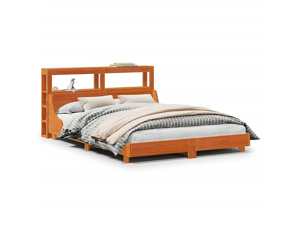 Bedframe zonder matras massief grenenhout wasbruin 120x190 cm