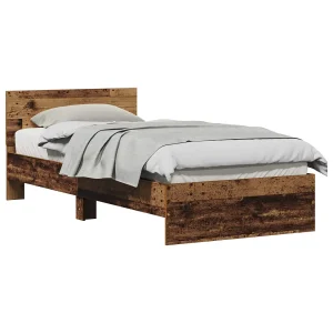 Bedframe met hoofdeinde Oudhout 90 x 190 cm Bewerkt hout
