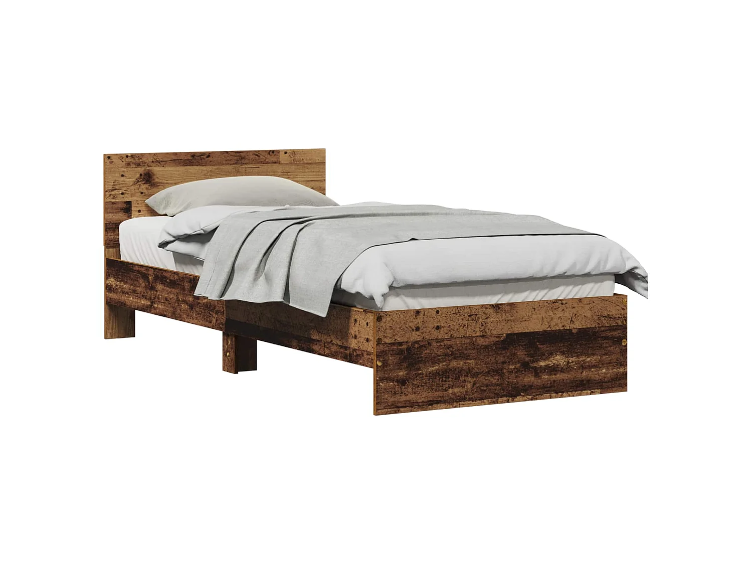 Bedframe met hoofdeinde Oudhout 90 x 190 cm Bewerkt hout
