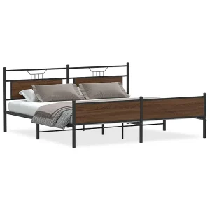 Bedframe zonder matras metaal bruin eikenkleur 193×201 cm
