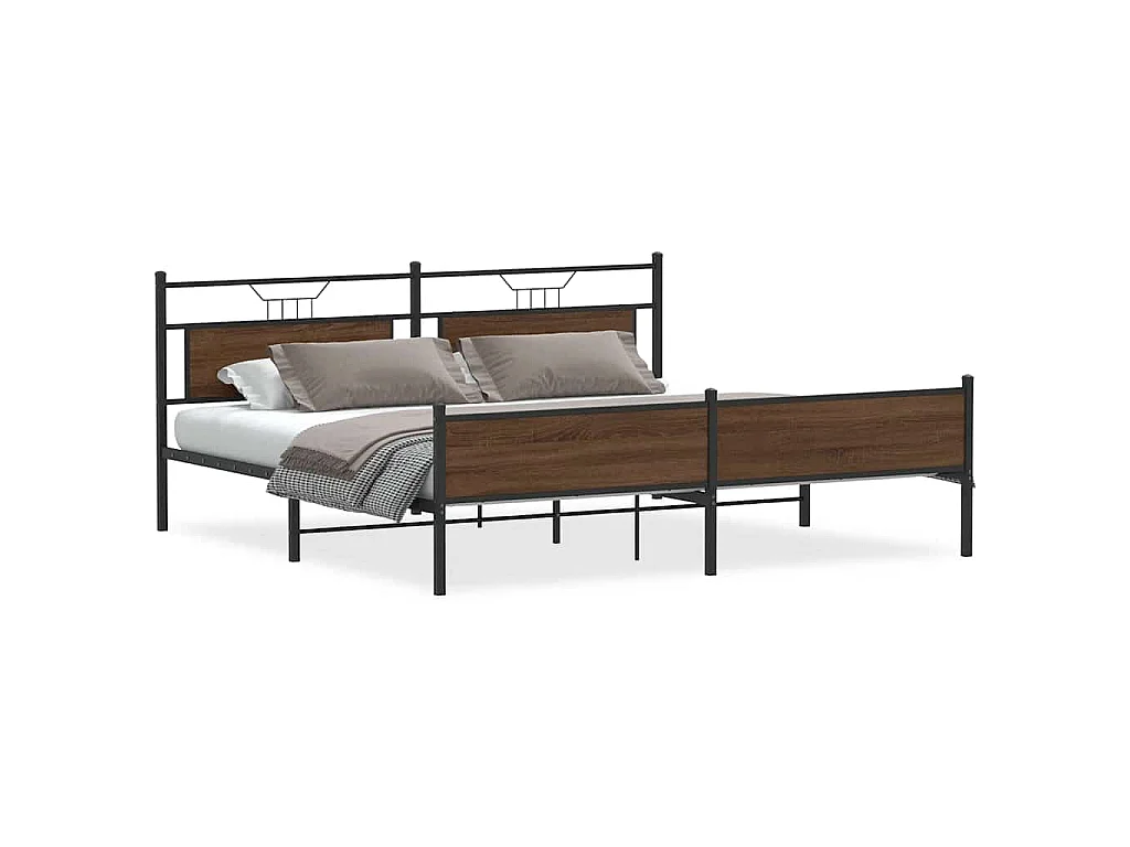 Bedframe zonder matras metaal bruin eikenkleur 193x201 cm