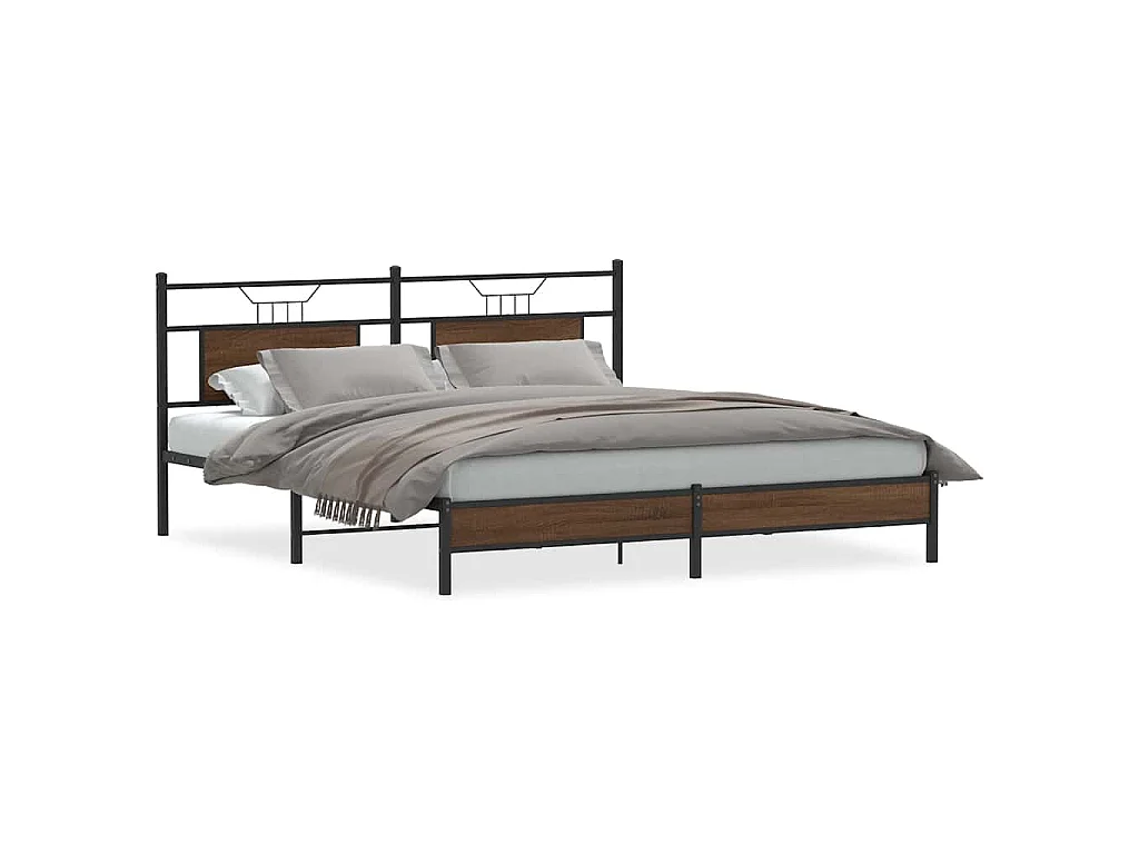 Bedframe zonder matras bewerkt hout bruin eikenkleur 183x203 cm