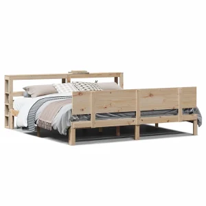 Bedframe met hoofdbord massief grenenhout 200×200 cm Bedframe met hoofdbord massief grenenhout 200×200 cm