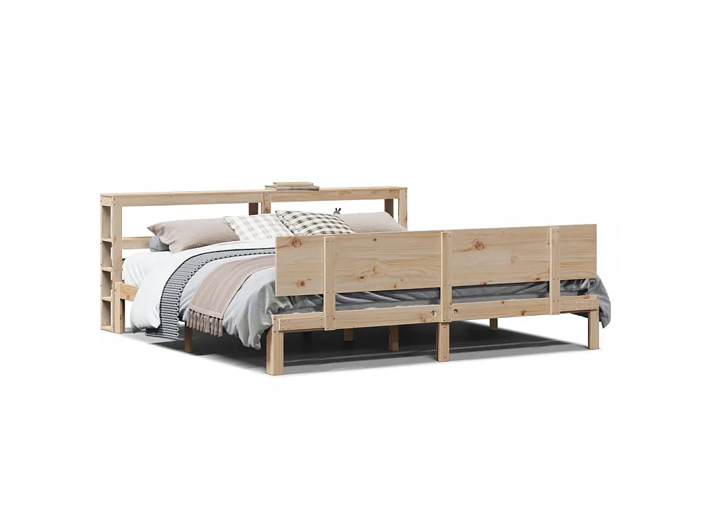 Bedframe met hoofdbord massief grenenhout 200x200 cm
