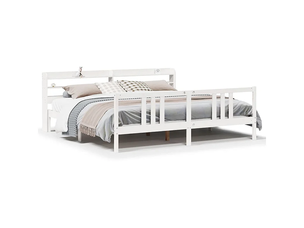 Bedframe met hoofdeinde zonder matras 200x200 cm wit