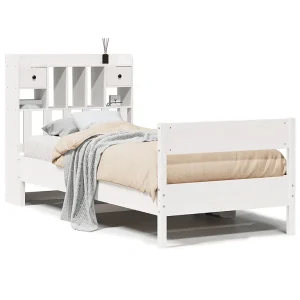 Bed met boekenkast zonder matras grenenhout wit 90×200 cm Bed met boekenkast zonder matras grenenhout wit 90×200 cm