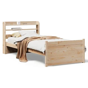 Bedframe met hoofdbord massief grenenhout 75×190 cm Bedframe met hoofdbord massief grenenhout 75×190 cm