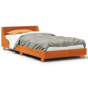 Bedframe zonder matras massief grenenhout wasbruin 75×190 cm Bedframe zonder matras massief grenenhout wasbruin 75×190 cm