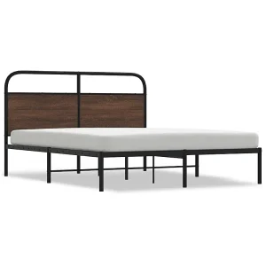Bedframe zonder matras bewerkt hout bruin eikenkleur 150×200 cm Bedframe zonder matras bewerkt hout bruin eikenkleur 150×200 cm