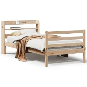 Bedframe met hoofdbord massief grenenhout 100×200 cm