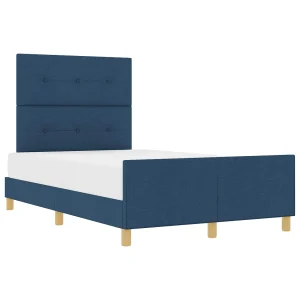 Bedframe met hoofdeinde Blauw 120 x 190 cm Stof Bedframe met hoofdeinde Blauw 120 x 190 cm Stof