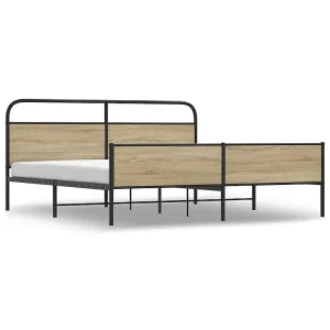 Bedframe zonder matras metaal gerookt eikenkleurig 150×200 cm Bedframe zonder matras metaal gerookt eikenkleurig 150×200 cm