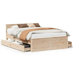 Bedframe zonder matras met hoofdbord grenenhout 150×200 cm Bedframe zonder matras met hoofdbord grenenhout 150×200 cm