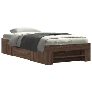 Bedframe zonder matras bewerkt hout bruin eikenkleur 75×190 cm