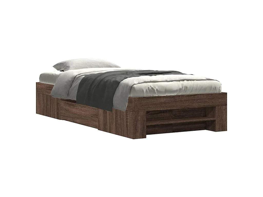 Bedframe zonder matras bewerkt hout bruin eikenkleur 75x190 cm