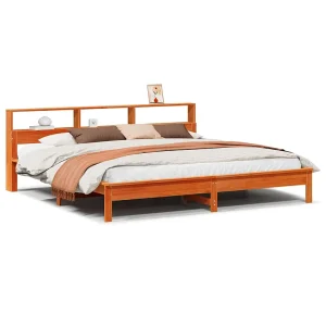 Bedframe zonder matras massief grenenhout wasbruin 180×200 cm