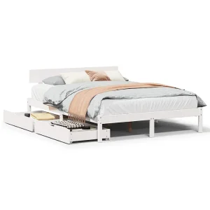 Bedframe zonder matras massief grenenhout wit 140×200 cm Bedframe zonder matras massief grenenhout wit 140×200 cm