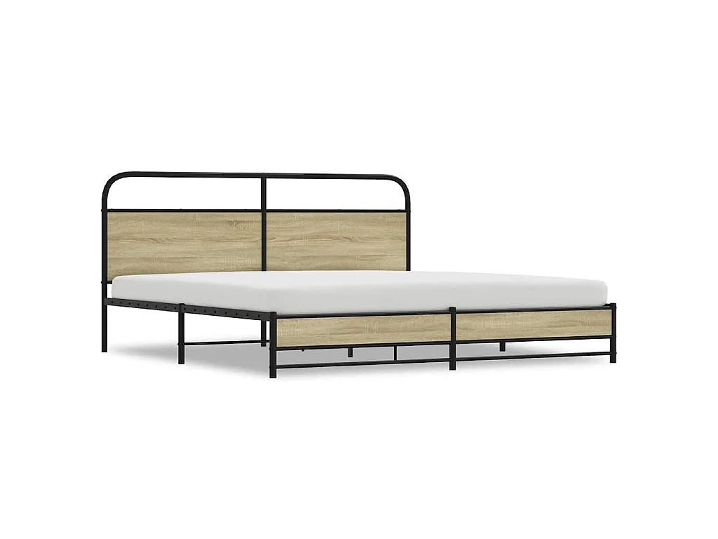 Bedframe zonder matras metaal sonoma eikenkleur 200x200 cm