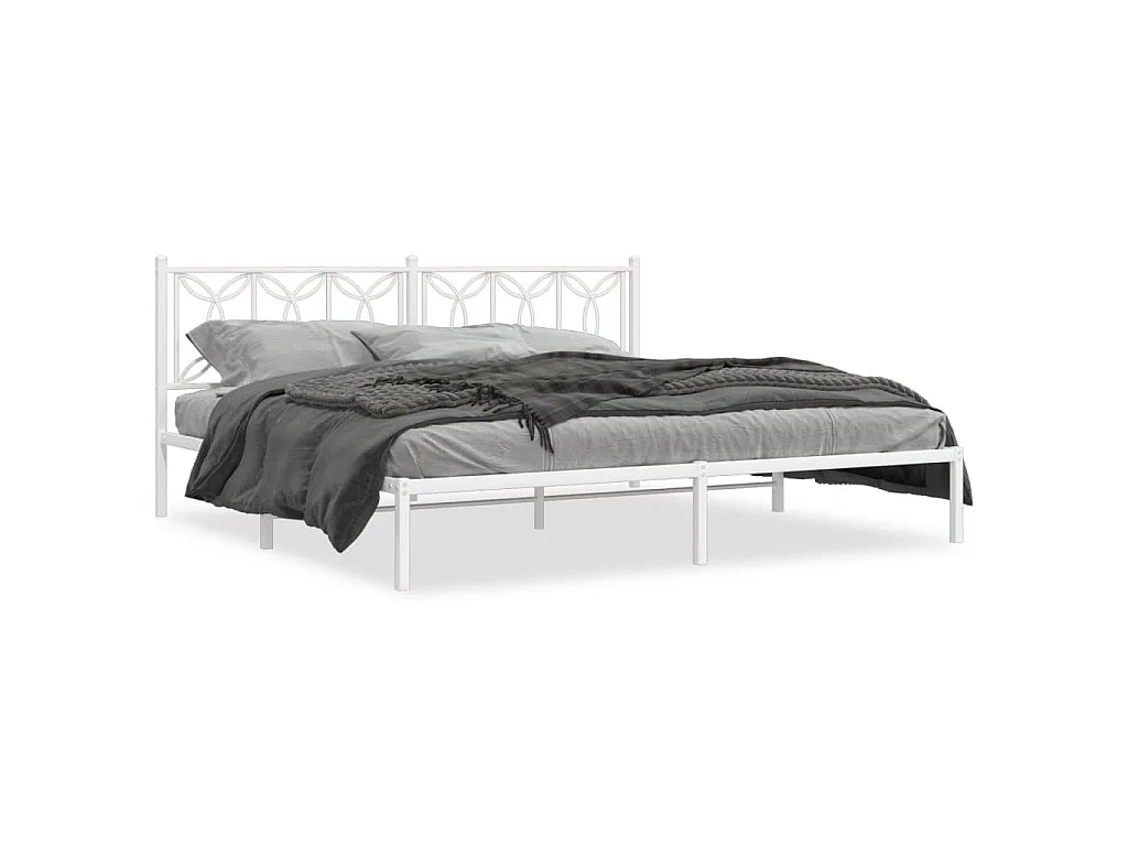 Bedframe met hoofdbord metaal wit 200x200 cm