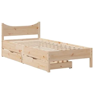 Bedframe met lades massief grenenhout 75×190 cm Bedframe met lades massief grenenhout 75×190 cm