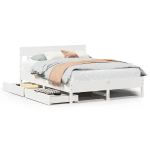 Bedframe zonder matras massief grenenhout wit 140×200 cm Bedframe zonder matras massief grenenhout wit 140×200 cm