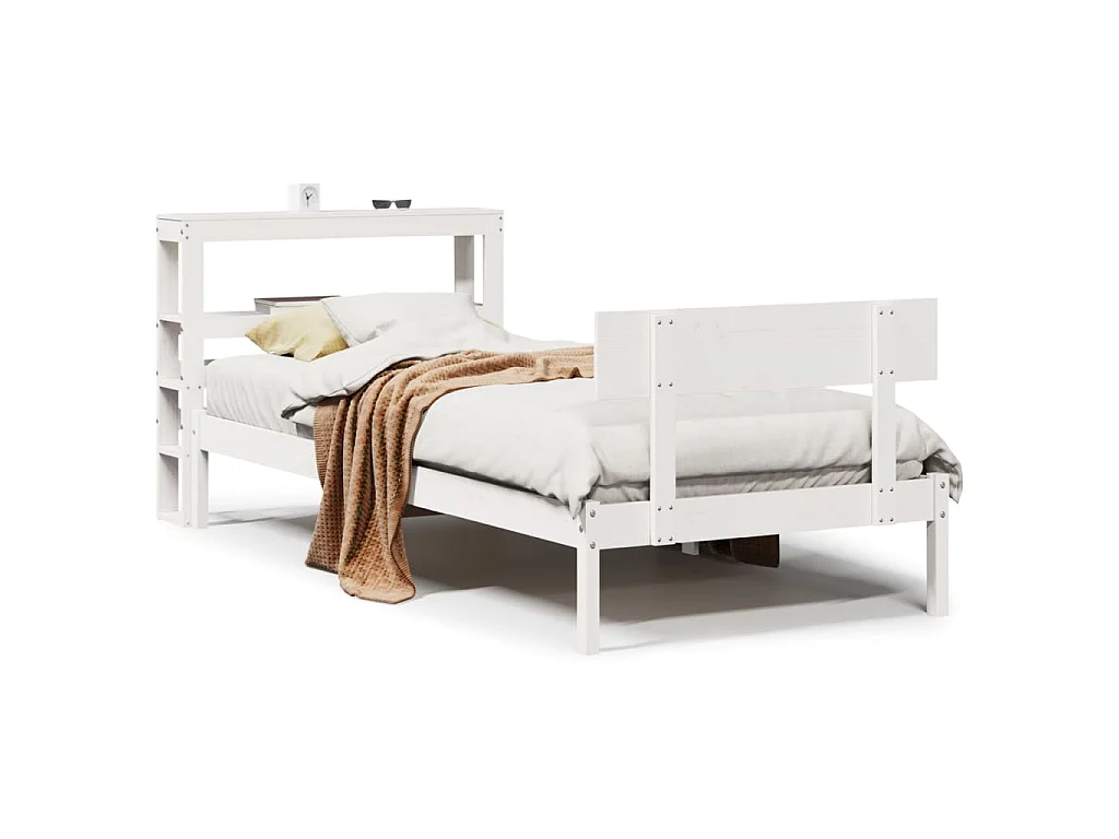 Bedframe zonder matras massief grenenhout wit 90x190 cm