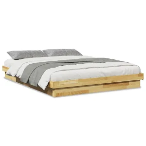 Bedframe zonder matras 150×200 cm massief hout eiken Bedframe zonder matras 150×200 cm massief hout eiken