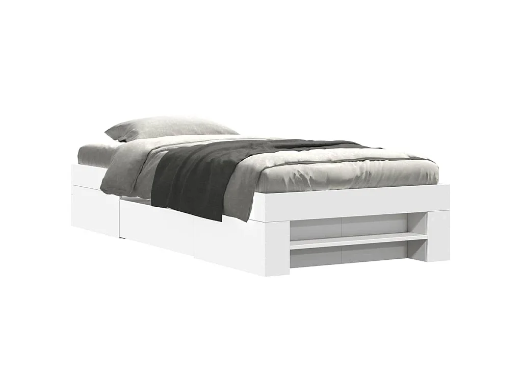 Bedframe bewerkt hout wit 75x190 cm