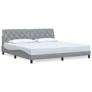 Bedframe zonder matras stof lichtgrijs 200×200 cm Bedframe zonder matras stof lichtgrijs 200×200 cm