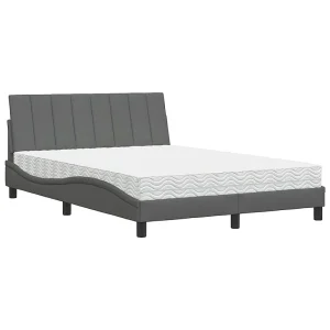 Bed met matras "Hanko" stof donkergrijs 120×200 cm