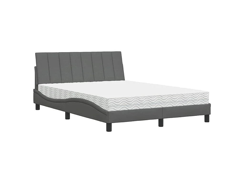 Bed met matras "Hanko" stof donkergrijs 120x200 cm
