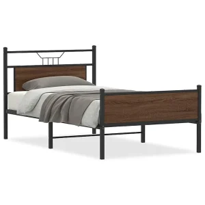 Bedframe zonder matras bewerkt hout bruin eikenkleur 100×190 cm Bedframe zonder matras bewerkt hout bruin eikenkleur 100×190 cm